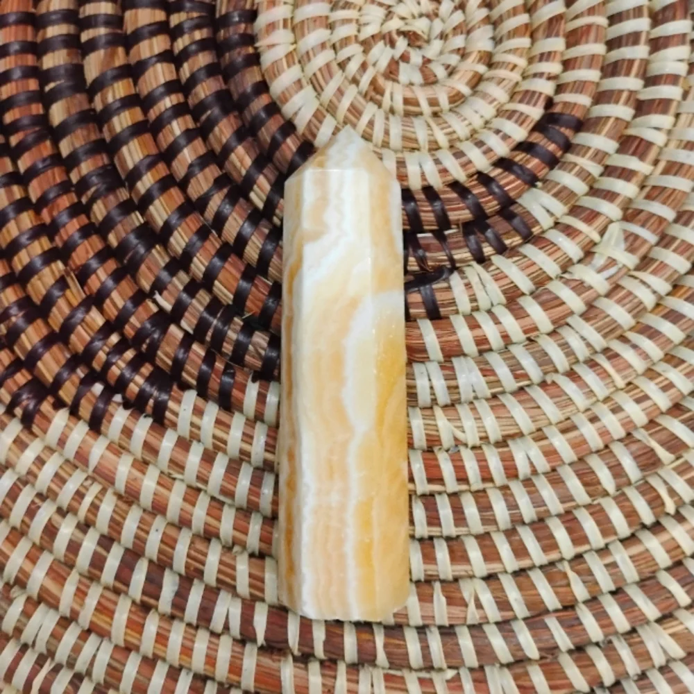 Orange Calcite Stone Tower Sculpture NEW